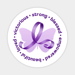 Purple Awareness Ribbon with Butterflies and Empowering Words Magnet